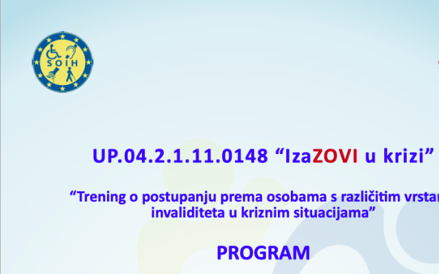 Program treninga o postupanju prema osobama s različitim vrstama invaliditeta u kriznim situacijama