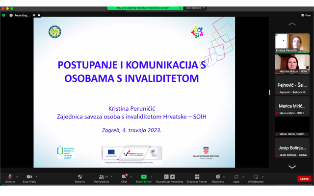 Edukacija o postupanju prema osobama s različitim vrstama invaliditeta